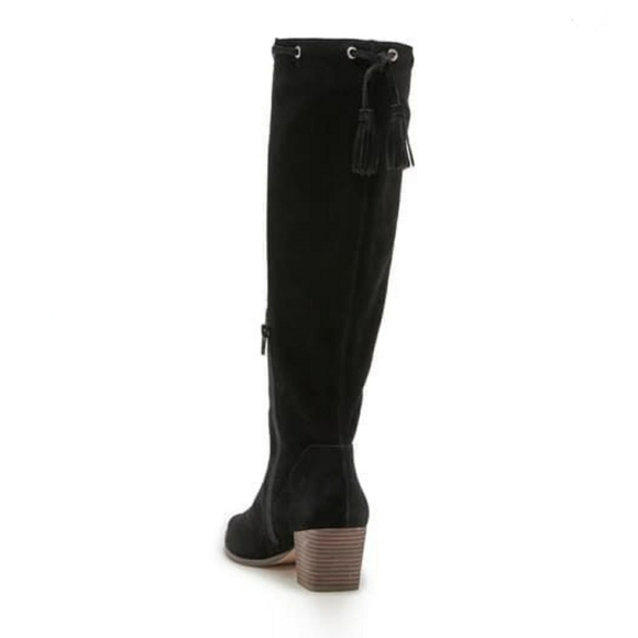 Chic Tasseled Sole Society Black Suede Boots - Picture 6 of 8